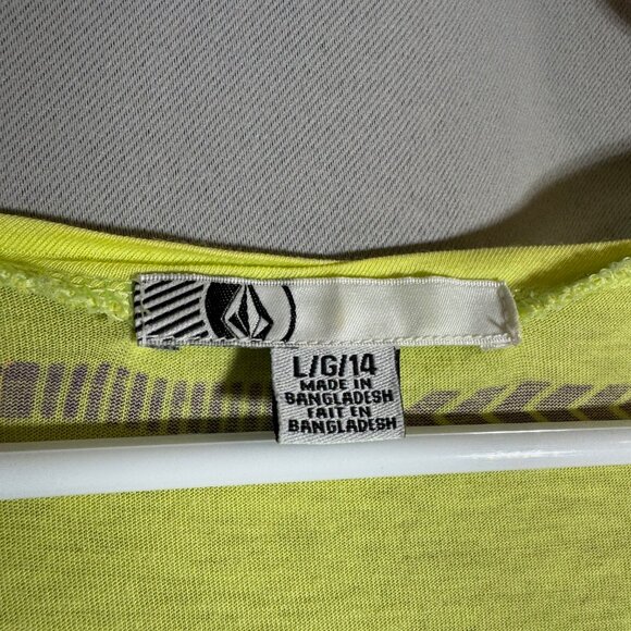 Volcom Neon Yellow 3/4 Length Sleeve Shirt, Womens Size Large - Picture 3 of 7
